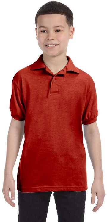 Hanes Youth 50/50 EcoSmart Jersey Knit Short Sleeve Polo Shirt